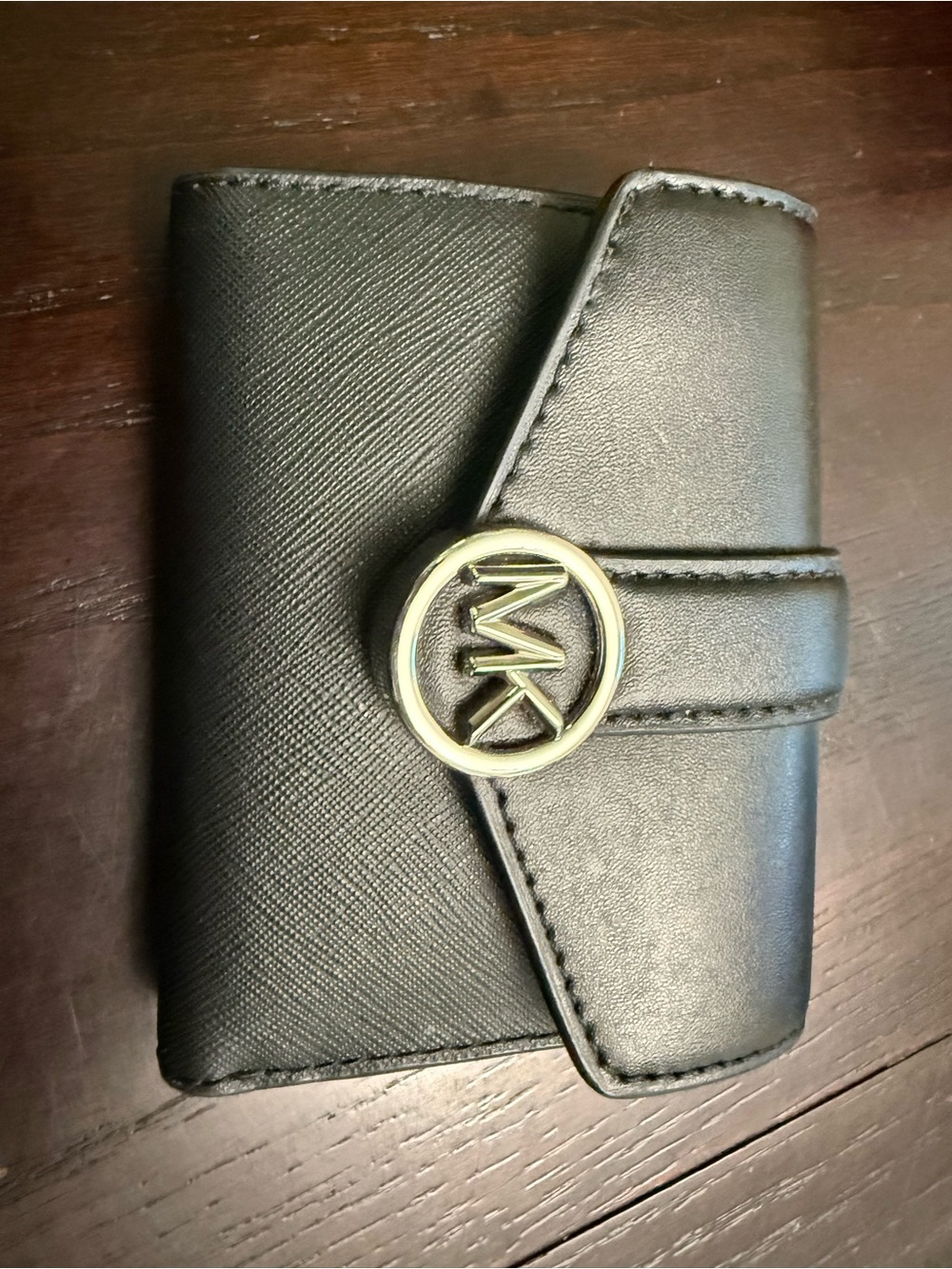 NWOT Michael Kors Black Card & Key Holder with Silver MK Accent